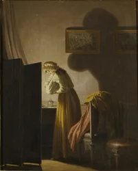 A Woman Picking Fleas by Candlelight